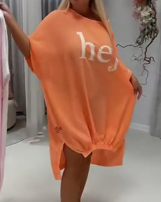Robes Col Rond Chauve Souris Asymétrique Lettre