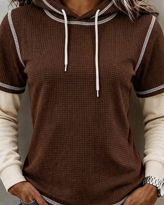 Sweat À Capuche Gaufré Bloc De Couleur 2 En 1
