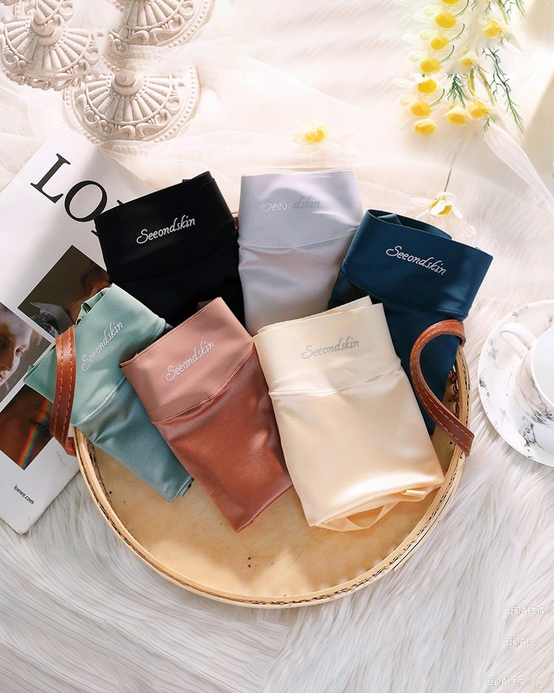 Culotte Femme Taille Haute En Satin Soie Glacée Sans Couture Effet Push-Up Et Gainant