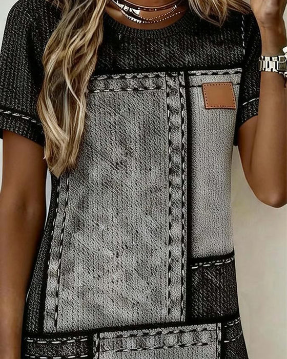 Robe Rétro Manches Courtes Droite