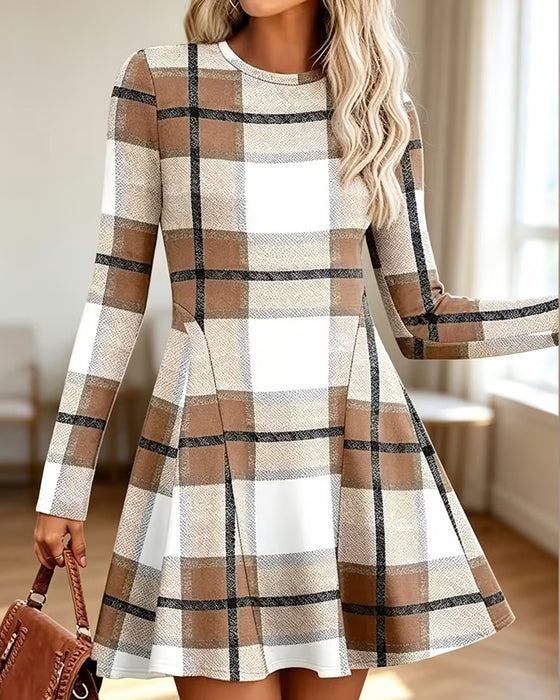 Robe Carreau Manche Longue