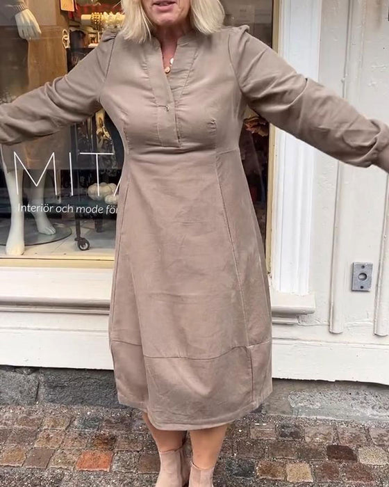 Robe décontractée rétro à manches longues