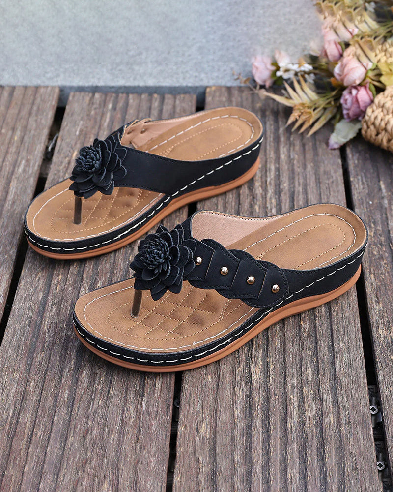 Sandales Pour Femmes À Motif Floral Et Soutien De La Voûte Plantaire