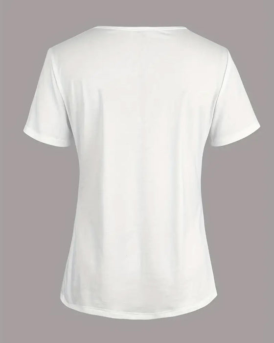 Blouse Col Rond Empiècement Dentelle