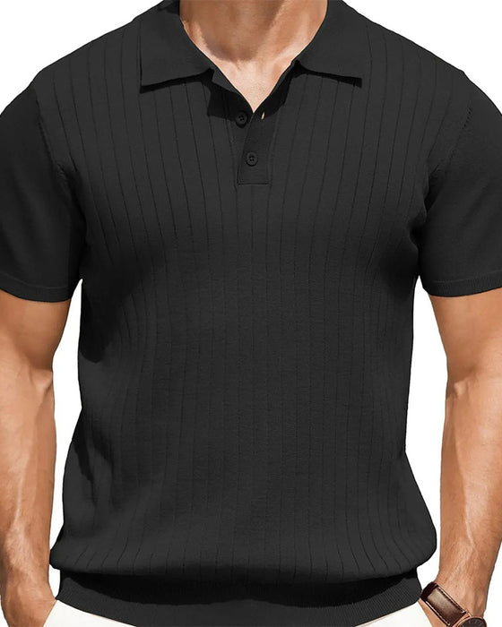 T-Shirt Côtelé Tricot Col Polo