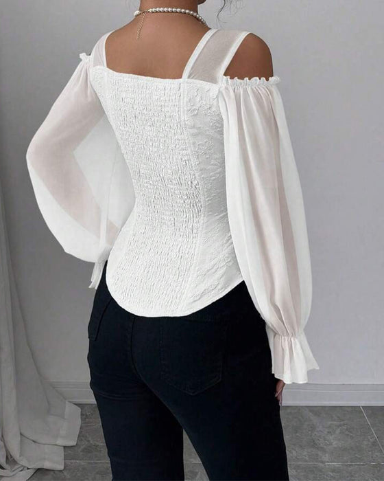 Blouse Off-Épaule Manche Longue Taille