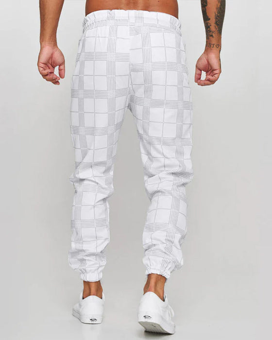 Pantalon décontracté à carreaux pour hommes