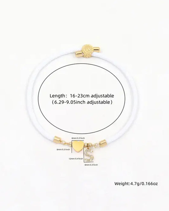 Cœur Initial Charme Lien Branché Bracelet