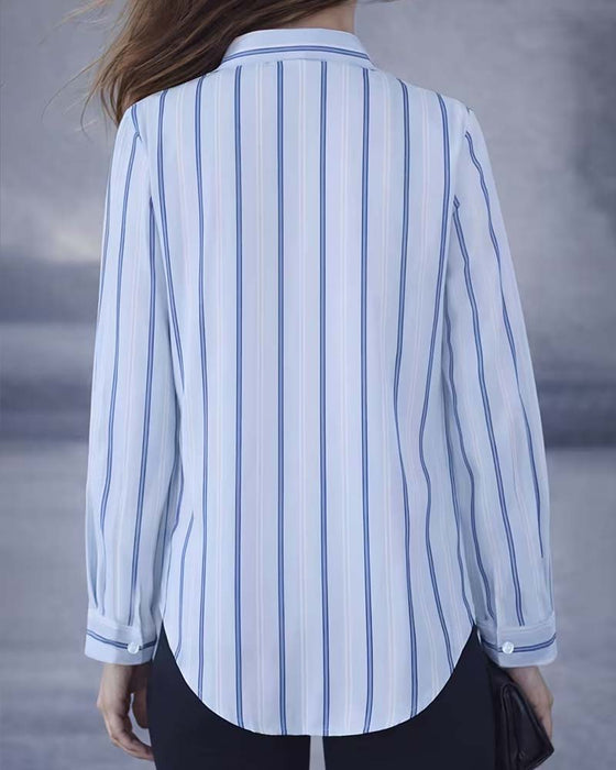 Chemise Rayures Verticales Col Manche Longue