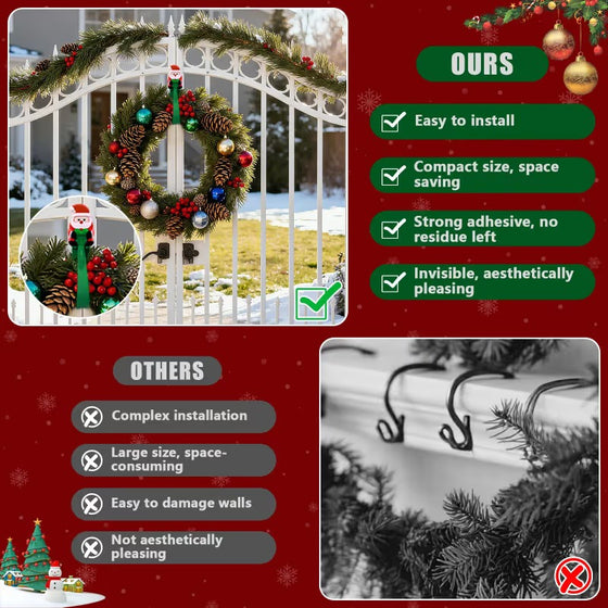 🎄🎅 Crochets Adhésifs Père Noël (Lot De 12) — pas de perceuse, pas de clous, il suffit de décoller, coller et suspendre
