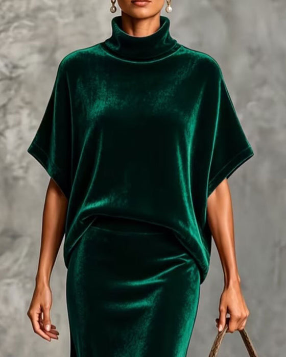 Robe Col Haut Chauve-Souris Manches Courtes Queue De Poisson