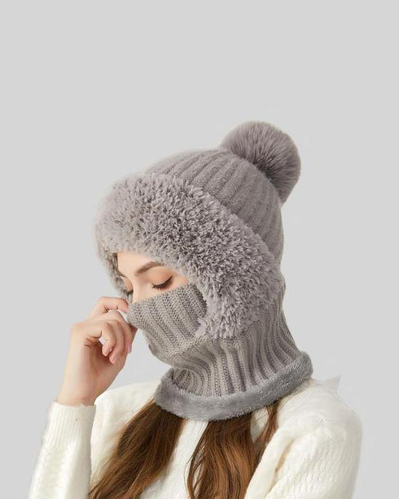 Bonnet Femme Uni Décoré D’Un Pompon