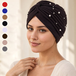 Chapeau Perle Plissé Pré-Noué Turban