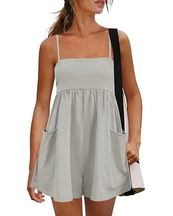 Jumpsuit Couleur Unie Bretelles Jambe Large