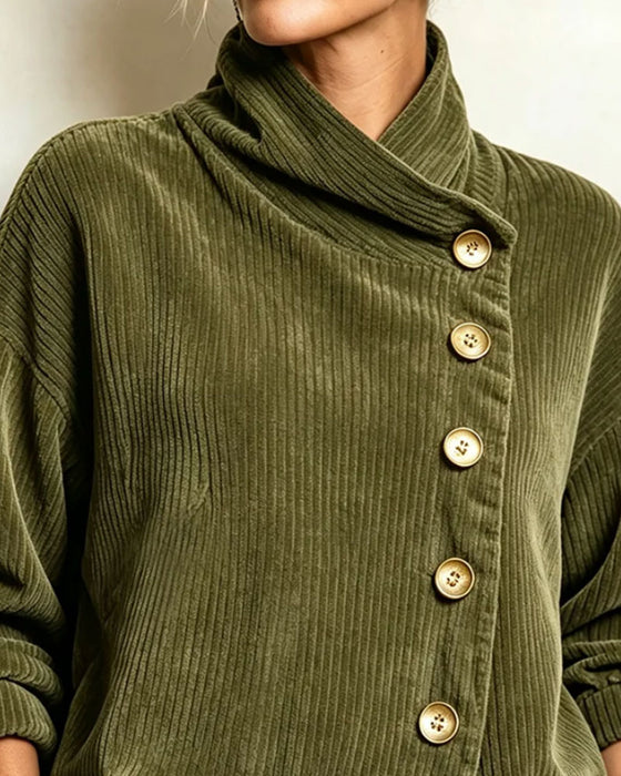 Manteau Col Roulé Bouton Lâche