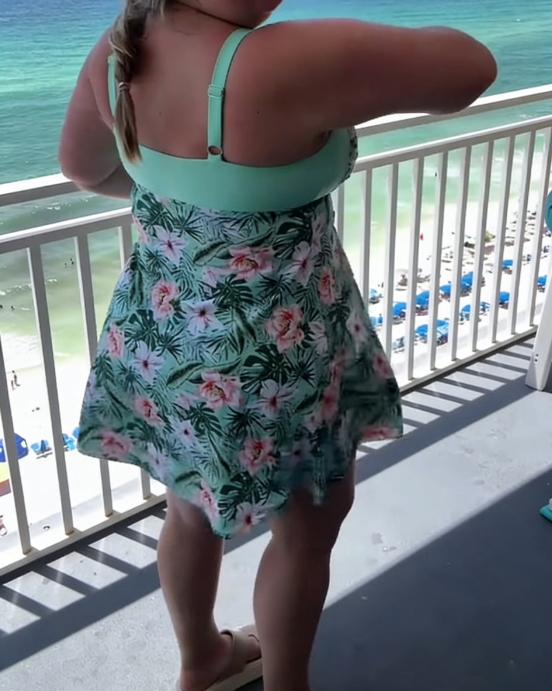 Maillot de bain deux pièces imprimé décontracté