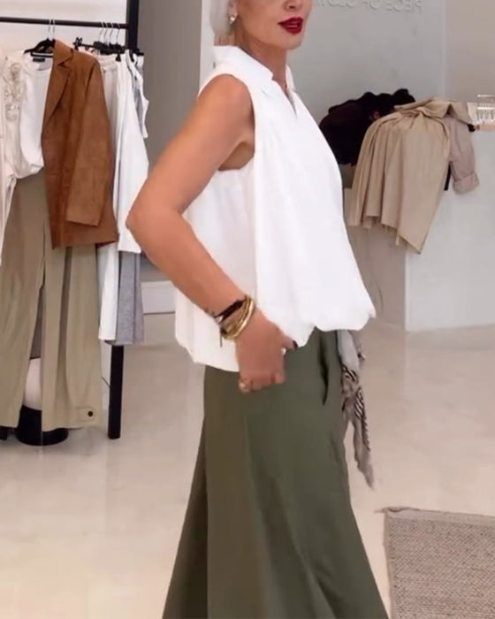 Blouse Sans Manches Col Ample