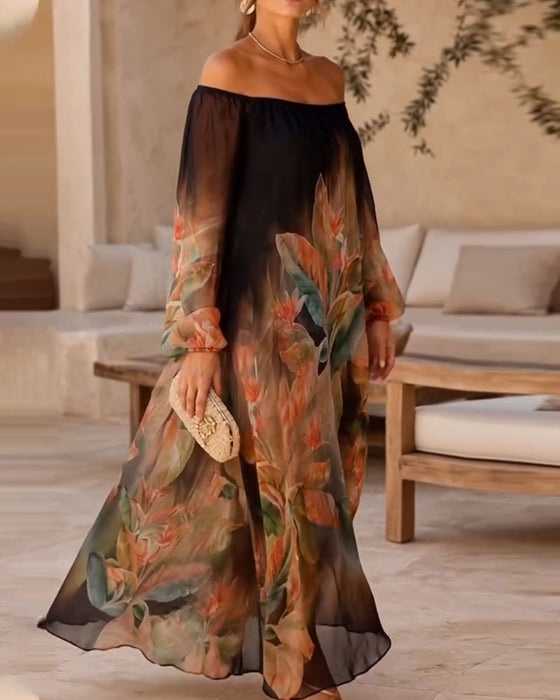Robe À Épaules Dégagées À Dégradé Floral