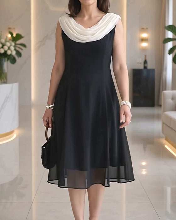 Robe Col-Mock Sans-Manches Mesh