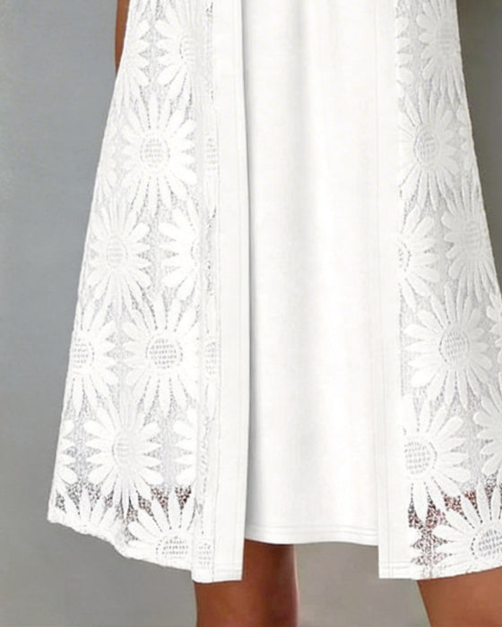 Robe Marguerite Dentelle Faux Deux-Pièces