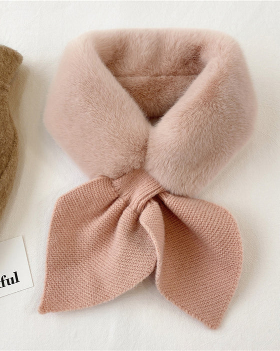 Écharpe En Fourrure Tricotée Patchwork À La Mode