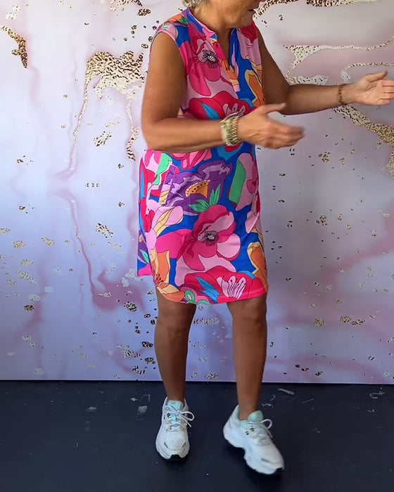 Robe sans manches à imprimé fleuri