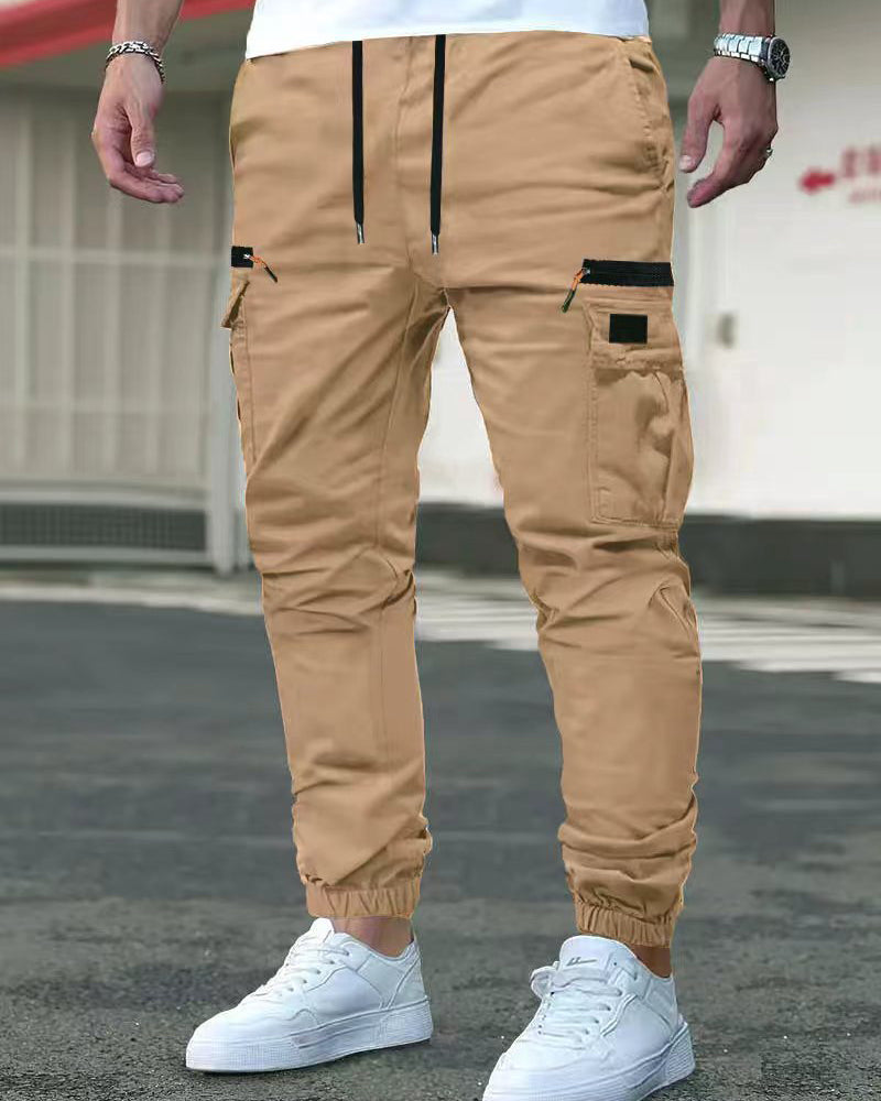 Pantalon Homme Poignet Élastique Unie Décontracté