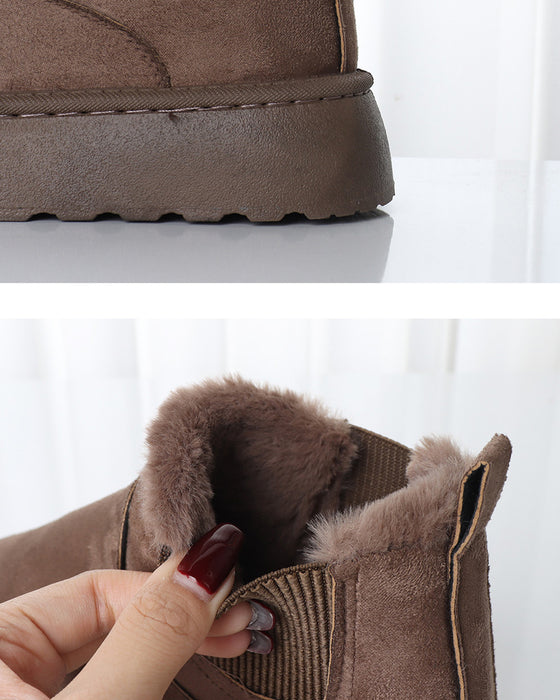 Bottes de neige à semelles épaisses de couleur unie