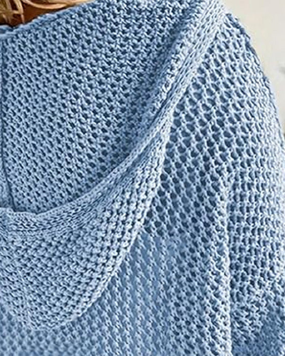 Hauts Femmes Crochet Ajouré À Capuche Manches Longues