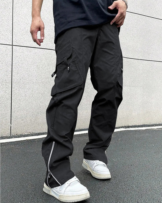 Pantalon Unie Poche Fermeture Éclair Décontracté Homme