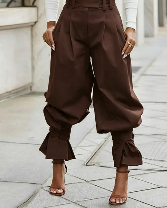 Pantalon Design Poignet Plissé Décontracté