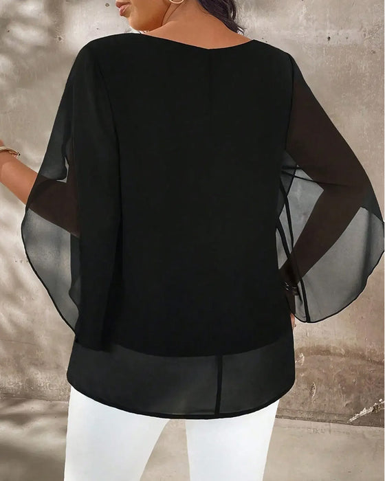 Blouse Col Rond Irrégulière Unie