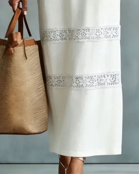 Robe Sans Manches Dentelle Patchwork