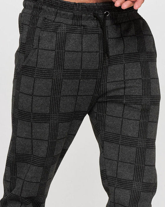 Pantalon décontracté à carreaux pour hommes
