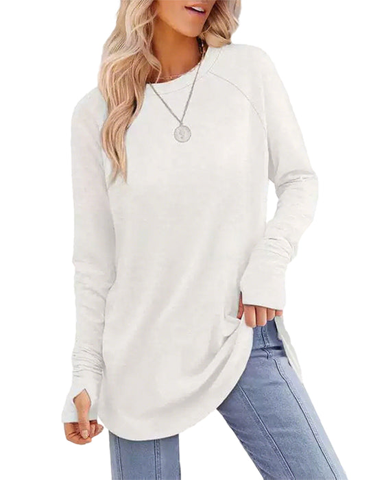 Haut à Manches Longues Color Block à Col Rond Raglan