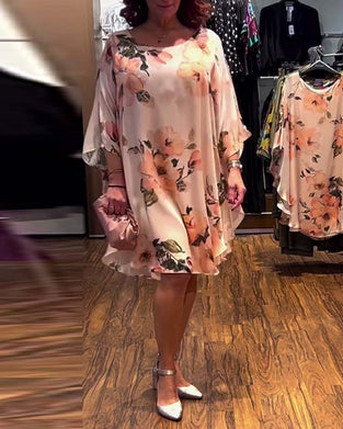 Robe Imprimé Manche Chauve-Souris