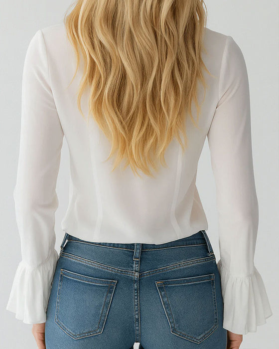 Chemisier Manche Cloche Unie Volant