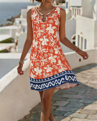 Robe Anneau Métallique Évidé Sans Manches