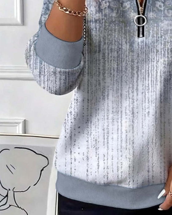 Sweat Avec Détail de Zip, Design d'Impression Rétro Et Ambiance Détendue