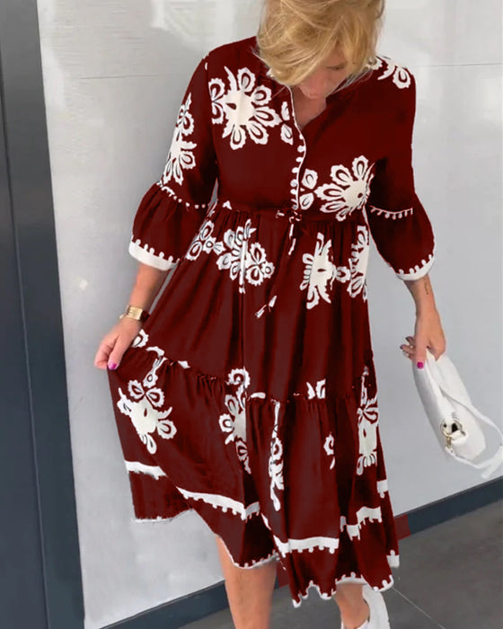 Robe à imprimé floral et manches 3/4