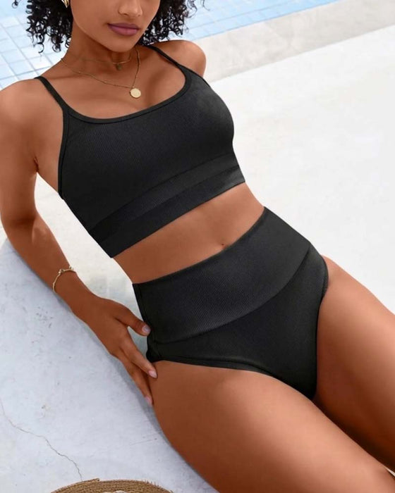 Bikini Unie Col U Taille Haute
