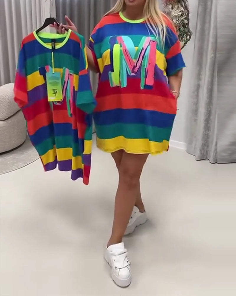 Robe Arc-en-Ciel Rayé Lettre