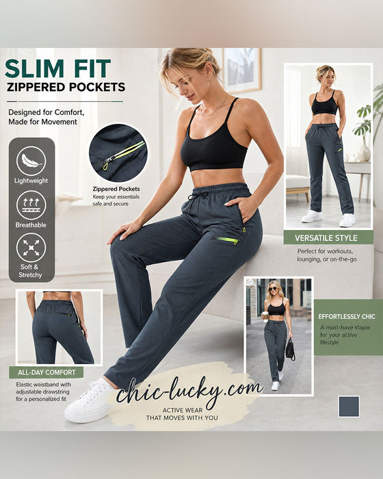 Pantalon Fermeture Éclair Pochette Jambe Droite