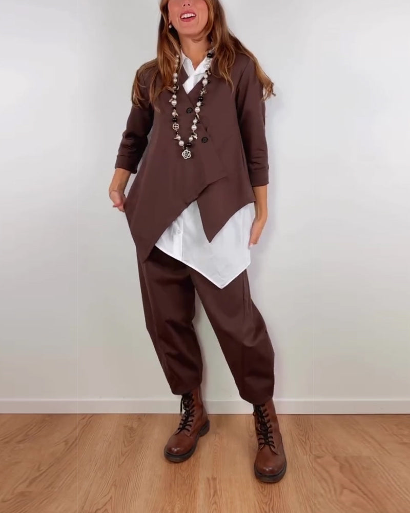 Chemise Irrégulier Uni Revers