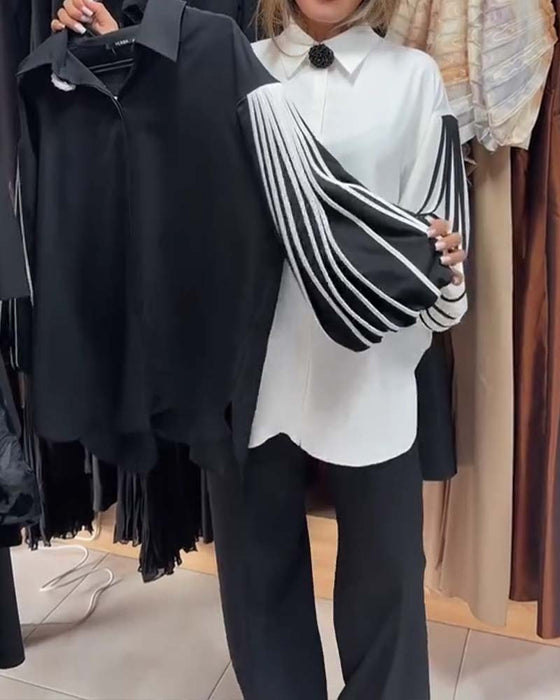 Chemise Contraste Ligne Manche Longue