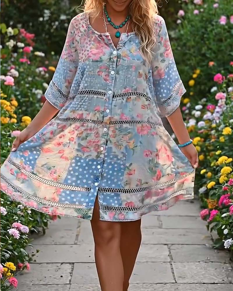 Robe Coupe Loose Imprimé Floral