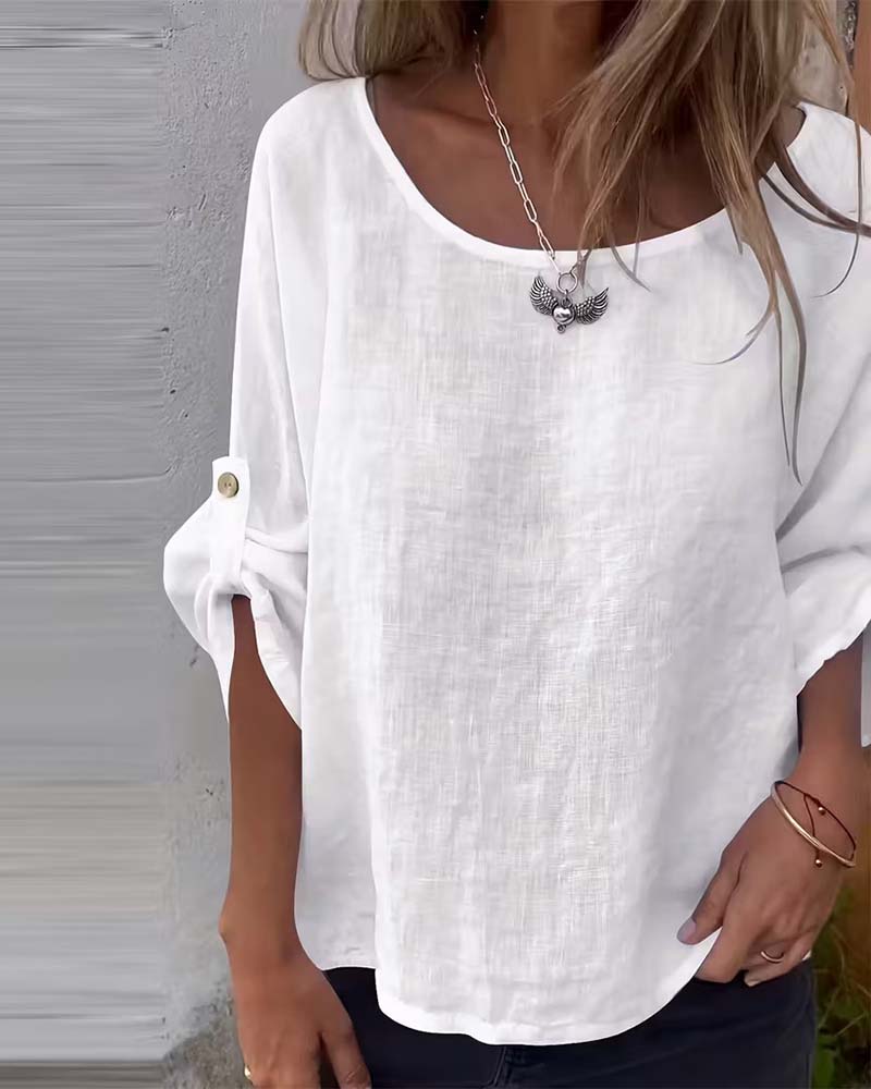 Blouse Col Rond Loose Uni