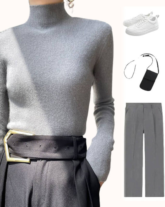 Pull Tricoté À Col Mi-Haut