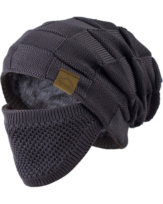 Bonnet Tricoté Masque Ensemble Hiver Bonnet Visage Oreille Couverture