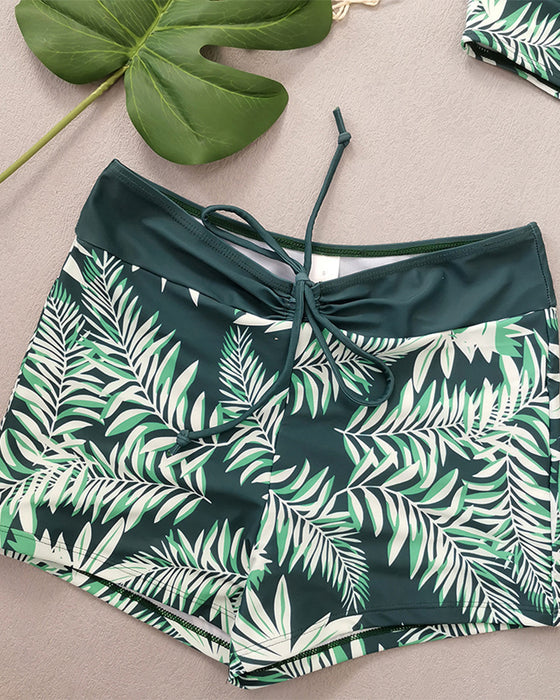 Bikini Haute Taille Boyleg Imprimé